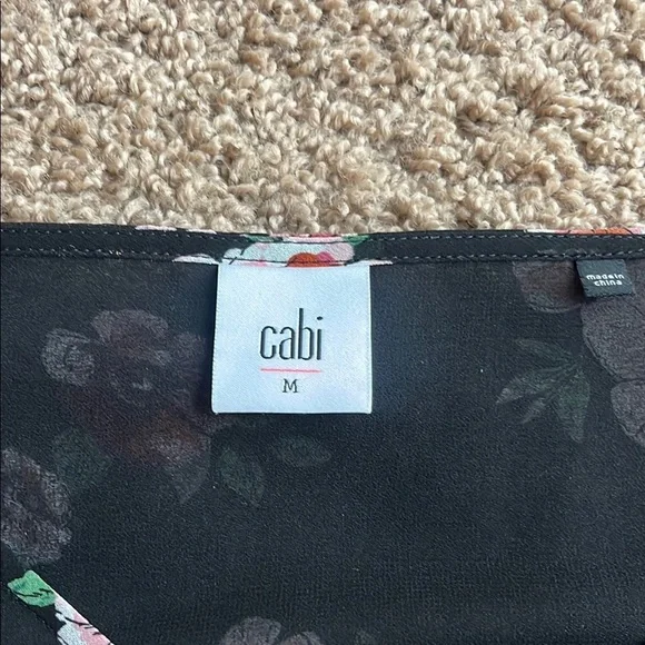 Cabi Garden Floral Black Sheer Women's Blouse Style 3595 Size Medium - Picture 4 of 8